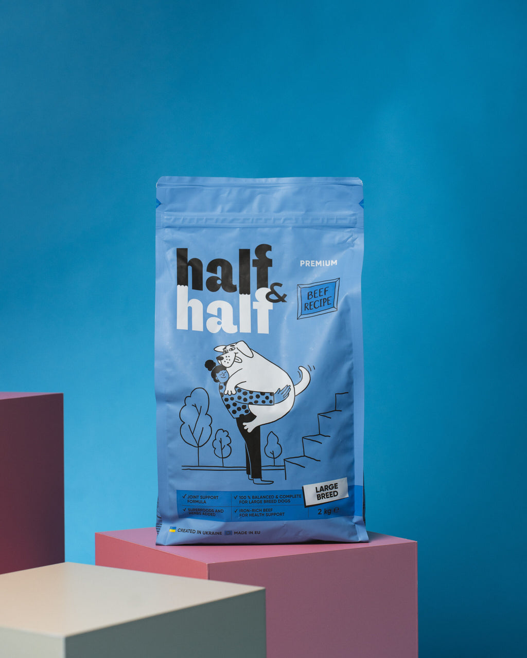 Half&Half Adult Dog Large Breed with Beef - 2kg