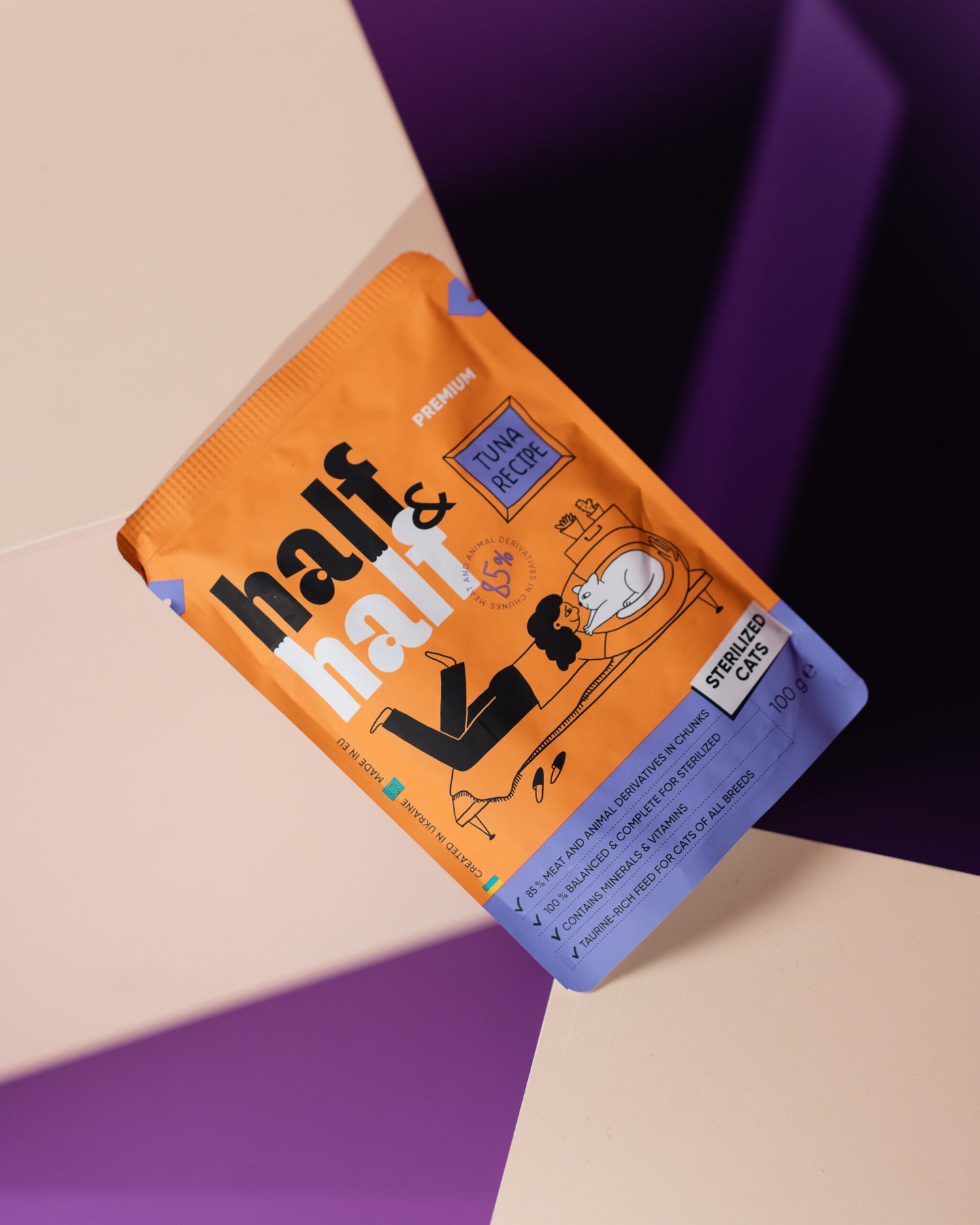 Half&Half Sterilized Cat Wet Food - Tuna recipe in Sauce 100g x22