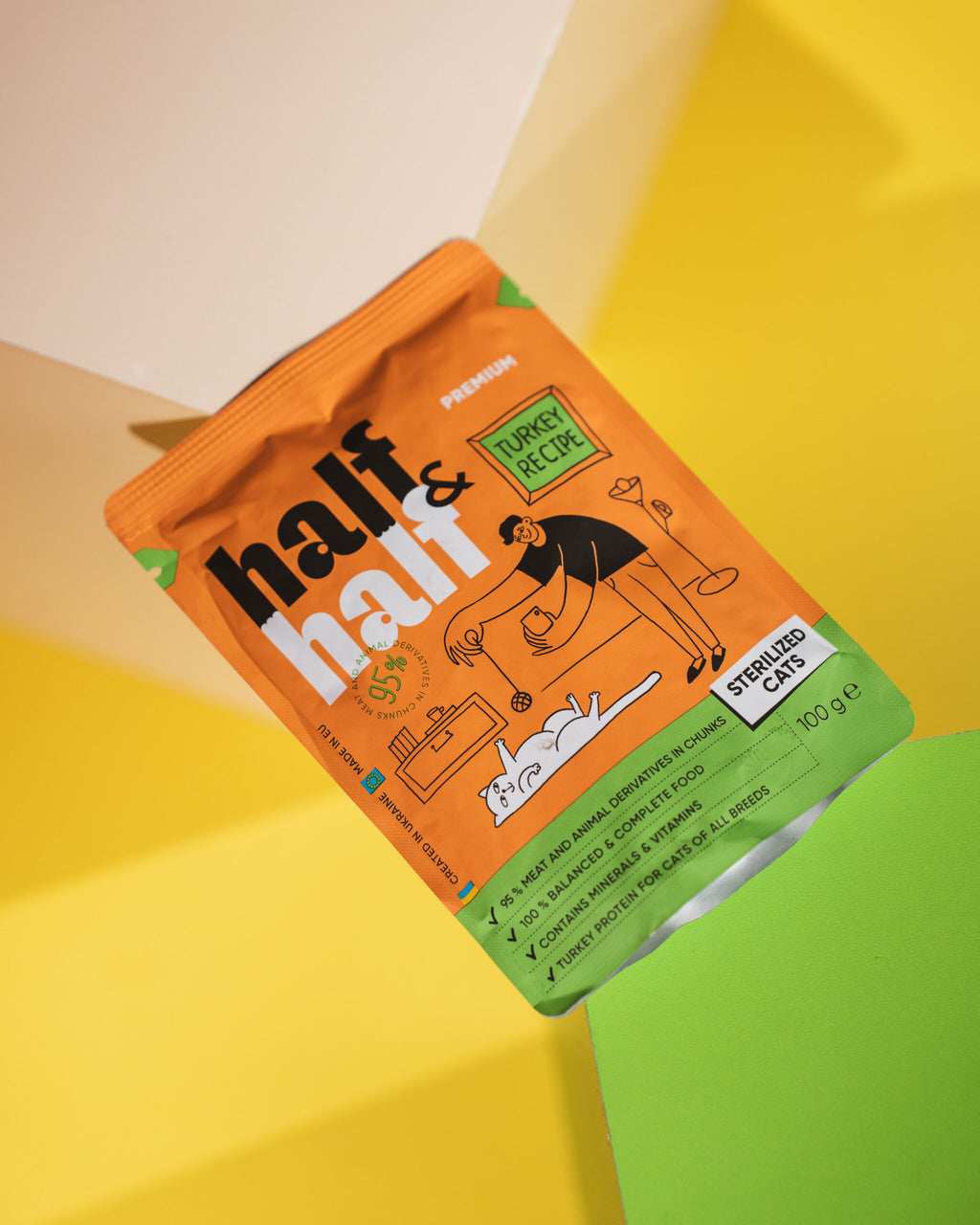 Half&Half Sterilized Cat Wet Food with Turkey in Jelly - 100g x12