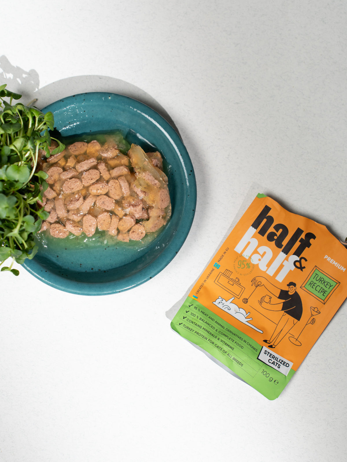 Half&Half Sterilized Cat Wet Food - Turkey recipe in Jelly 100g x22