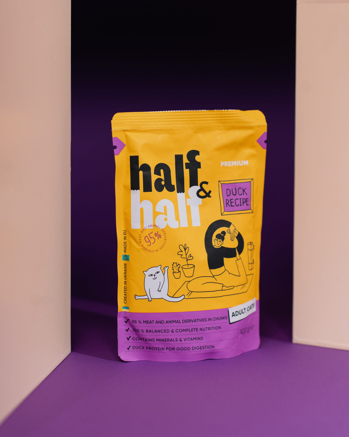 Half&Half Adult Cat Wet Food - Duck recipe in Sauce 100g x22