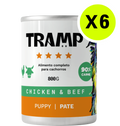 TRAMP Puppy Pate Chicken & Beef 800g x6