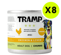 TRAMP Adult Dog Chunks Chicken & Liver 415g x8