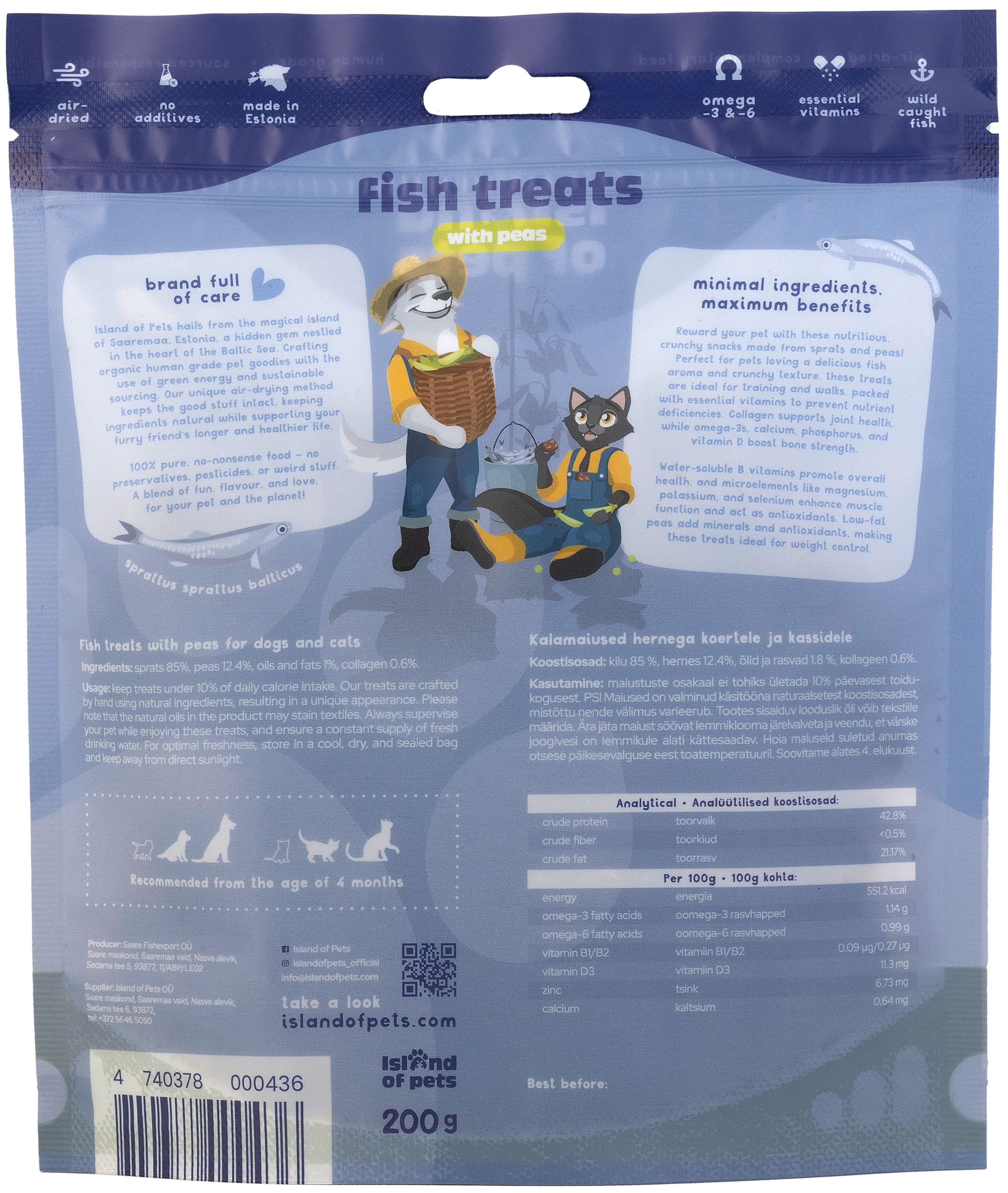 Island of Pets Fish treats with Peas 200g