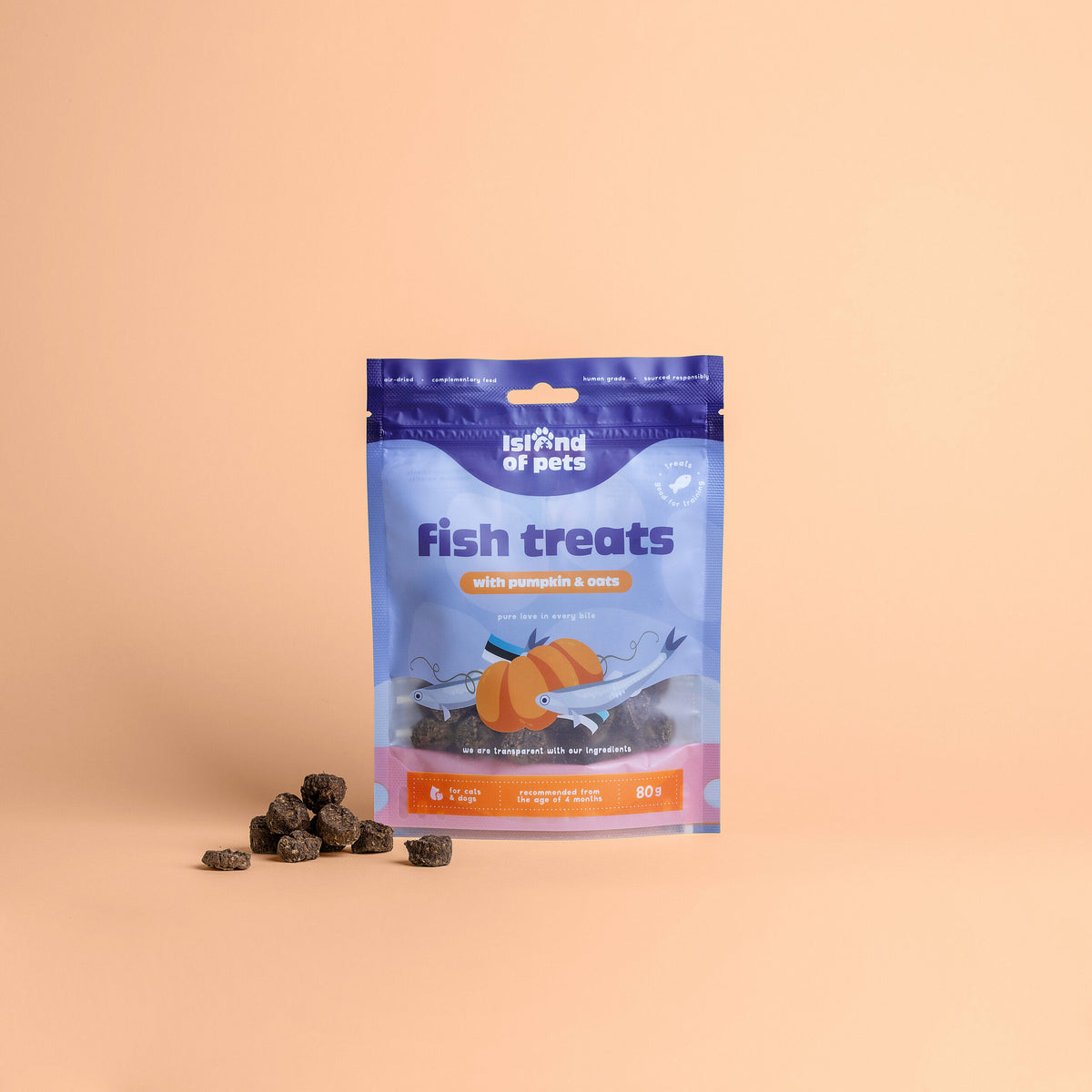 Island of Pets Fish Treats with Pumpkin & Oats 80g