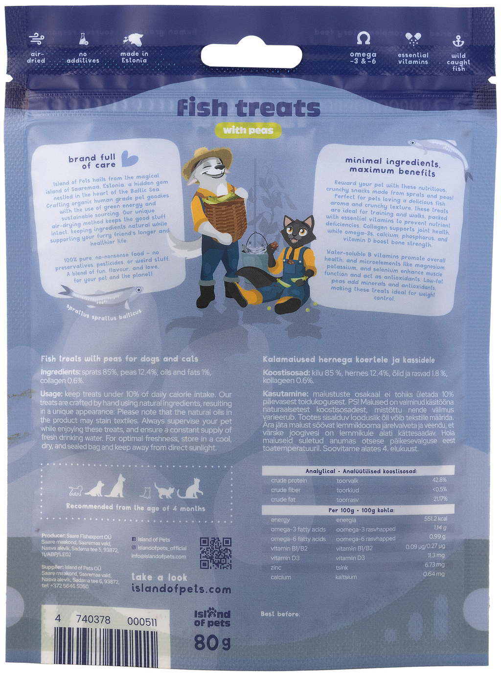 Island of Pets Fish treats with Peas 80g