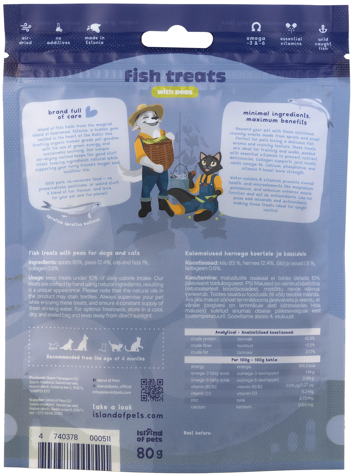 Island of Pets Fish treats with Peas 80g
