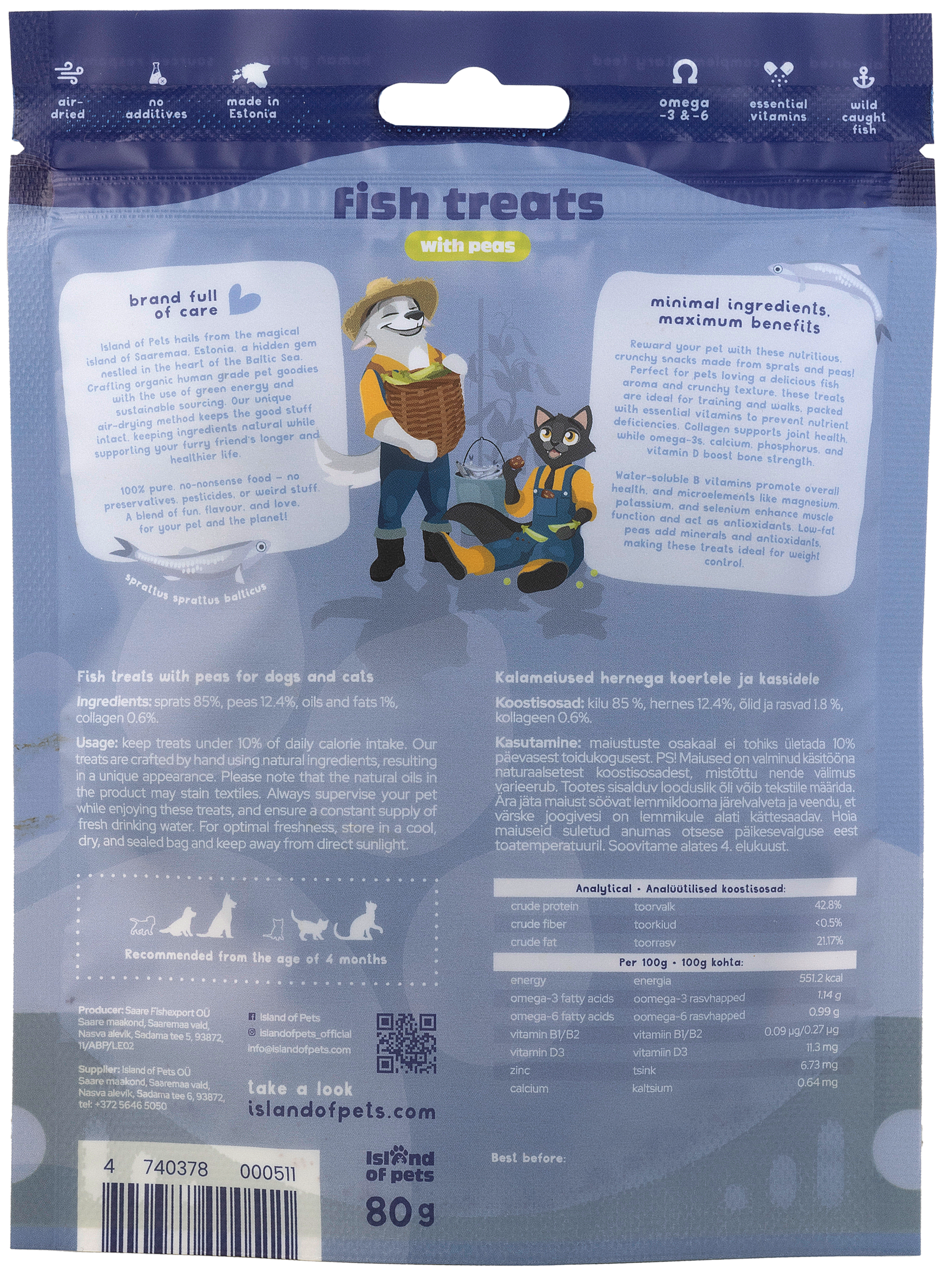Island of Pets Fish treats with Peas 80g