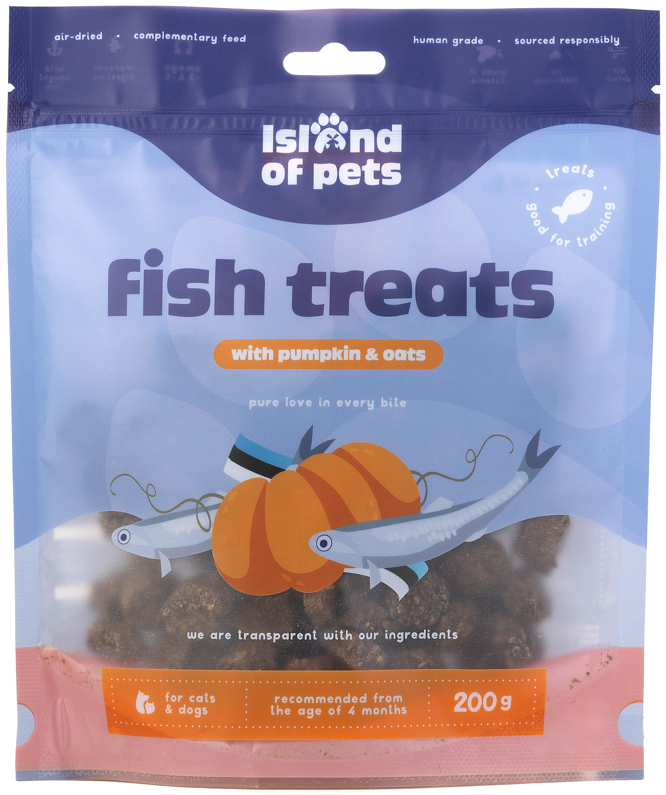 Island of Pets Fish Treats with Pumpkin & Oats 200g