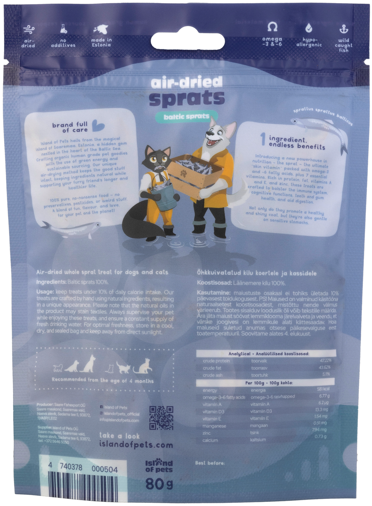 Island of Pets Air-dried Sprats Baltic Sprats 80g