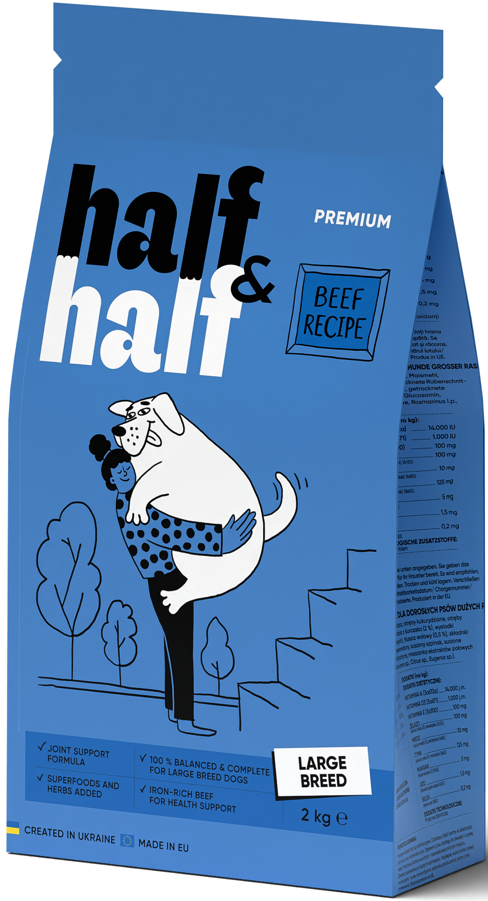 Half&Half Adult Dog Large Breed with Beef - 2kg