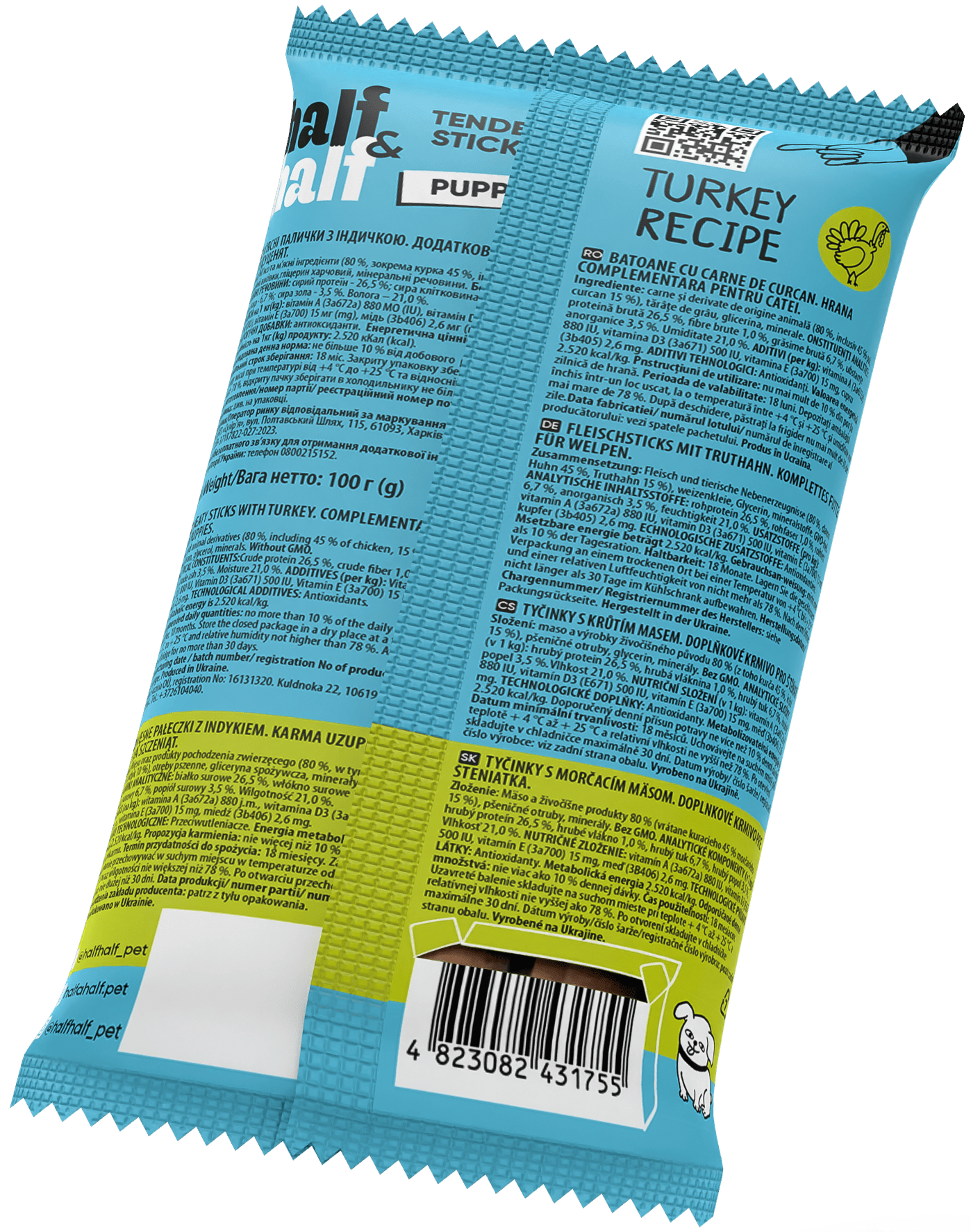 Half&Half Meat Sticks for Puppies with Turkey - 100g