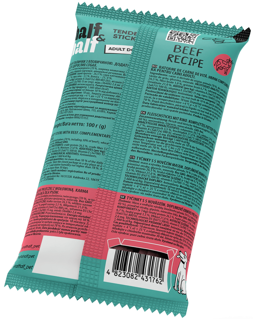 Half&Half Meat Sticks for Dogs with Beef - 100g