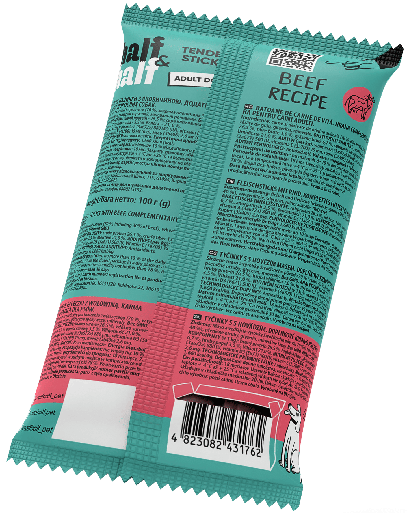 Half&Half Meat Sticks for Dogs with Beef - 100g
