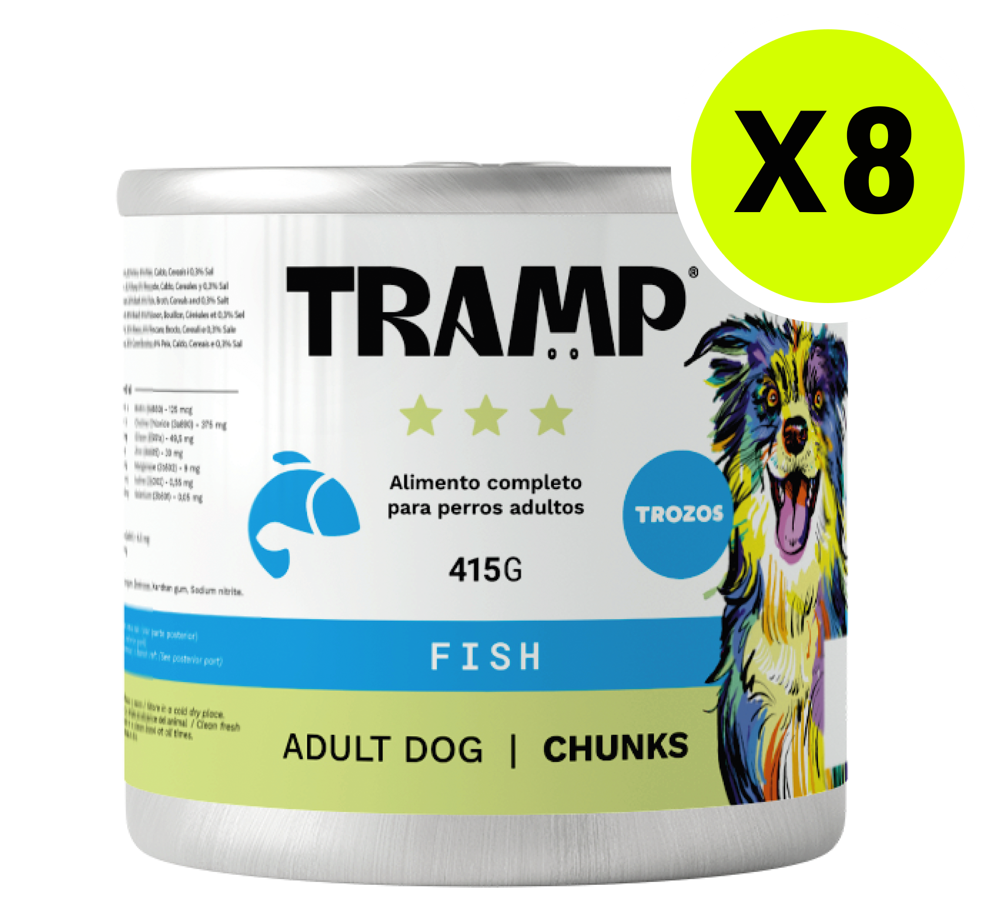 TRAMP Adult Dog Chunks Fish 415g x8