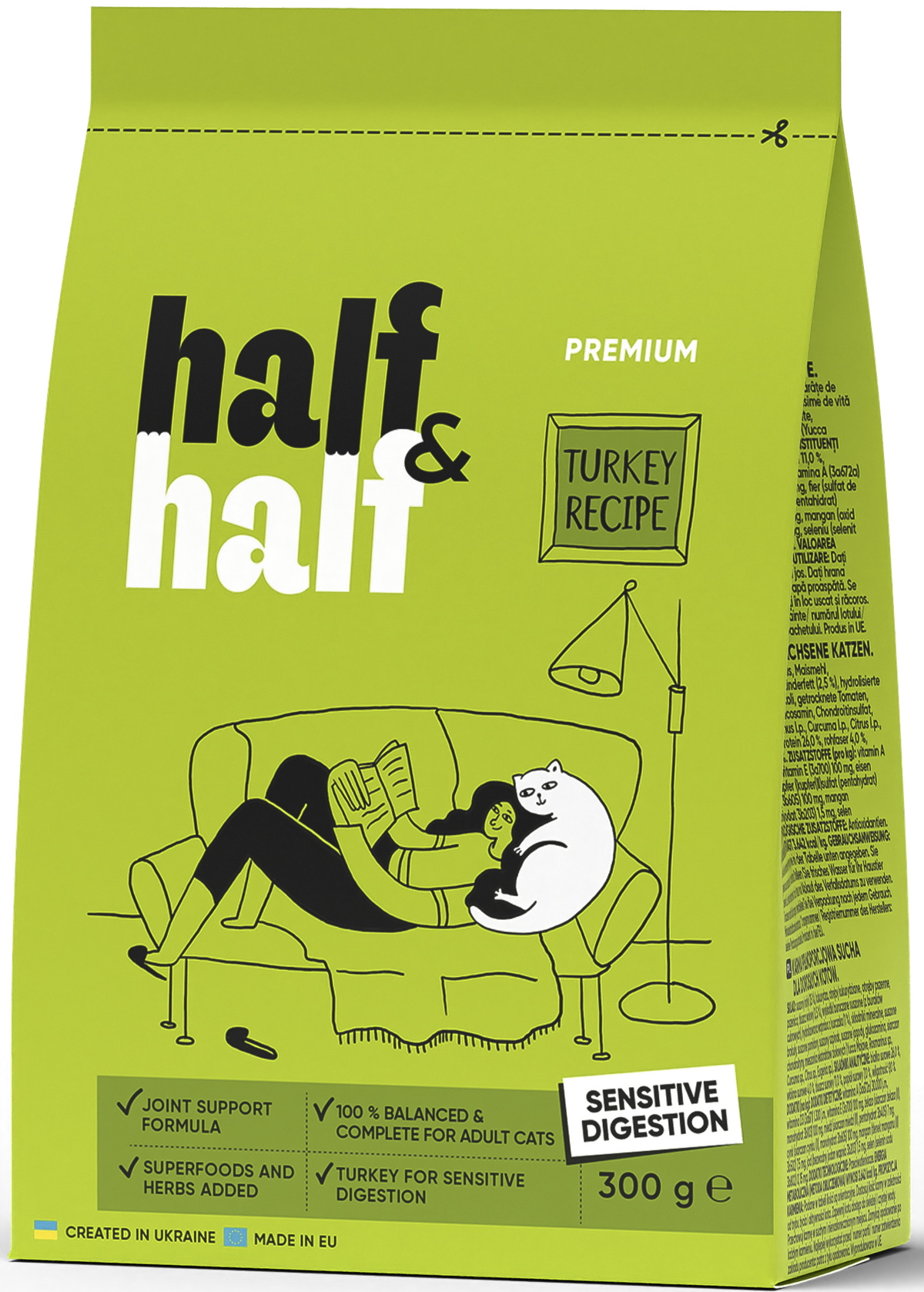 Half&Half Cat Sensitive with Turkey 300 g