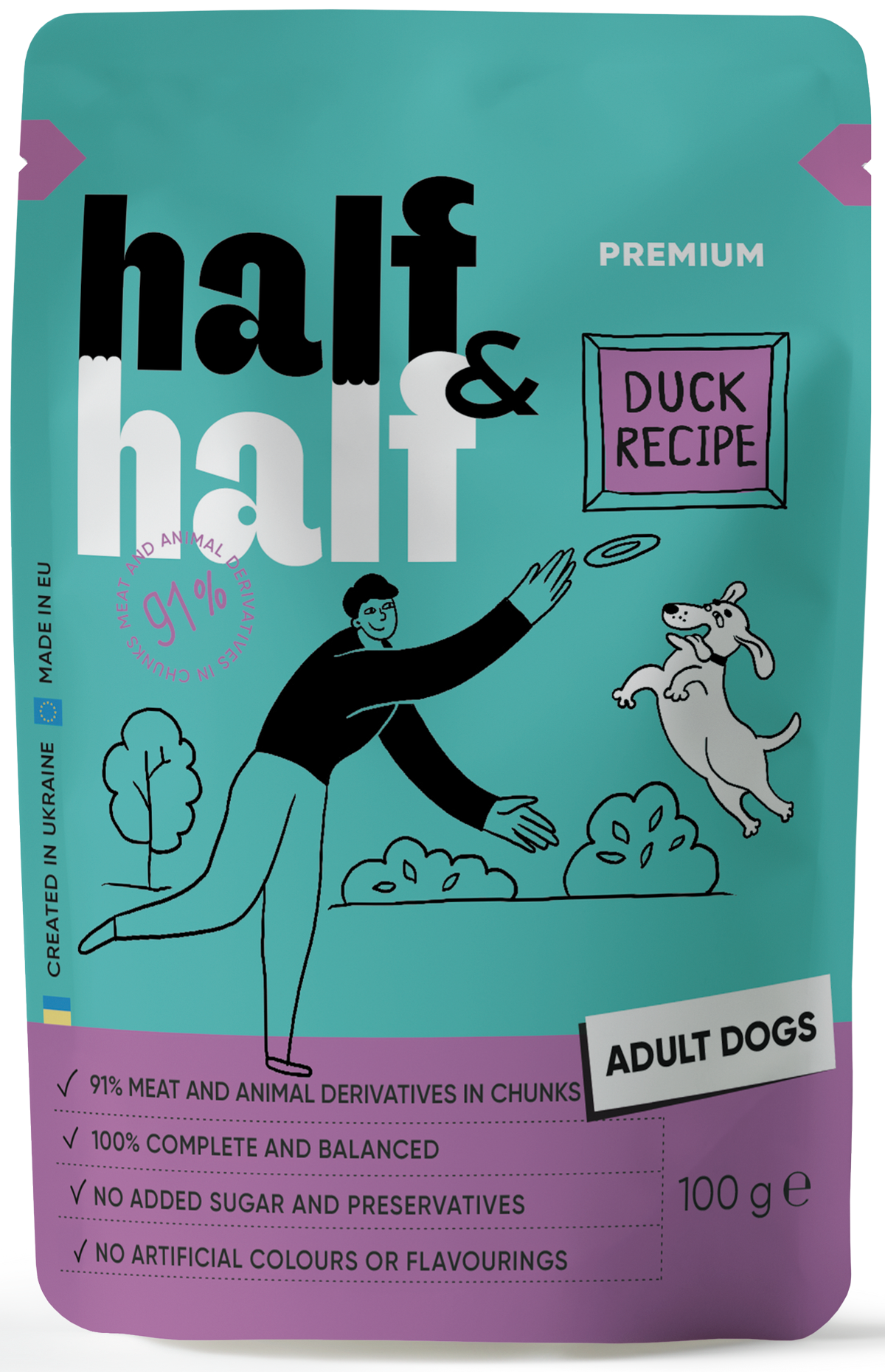Half&Half Adult Dog Wet Food - Duck recipe in Sauce - 100g x22