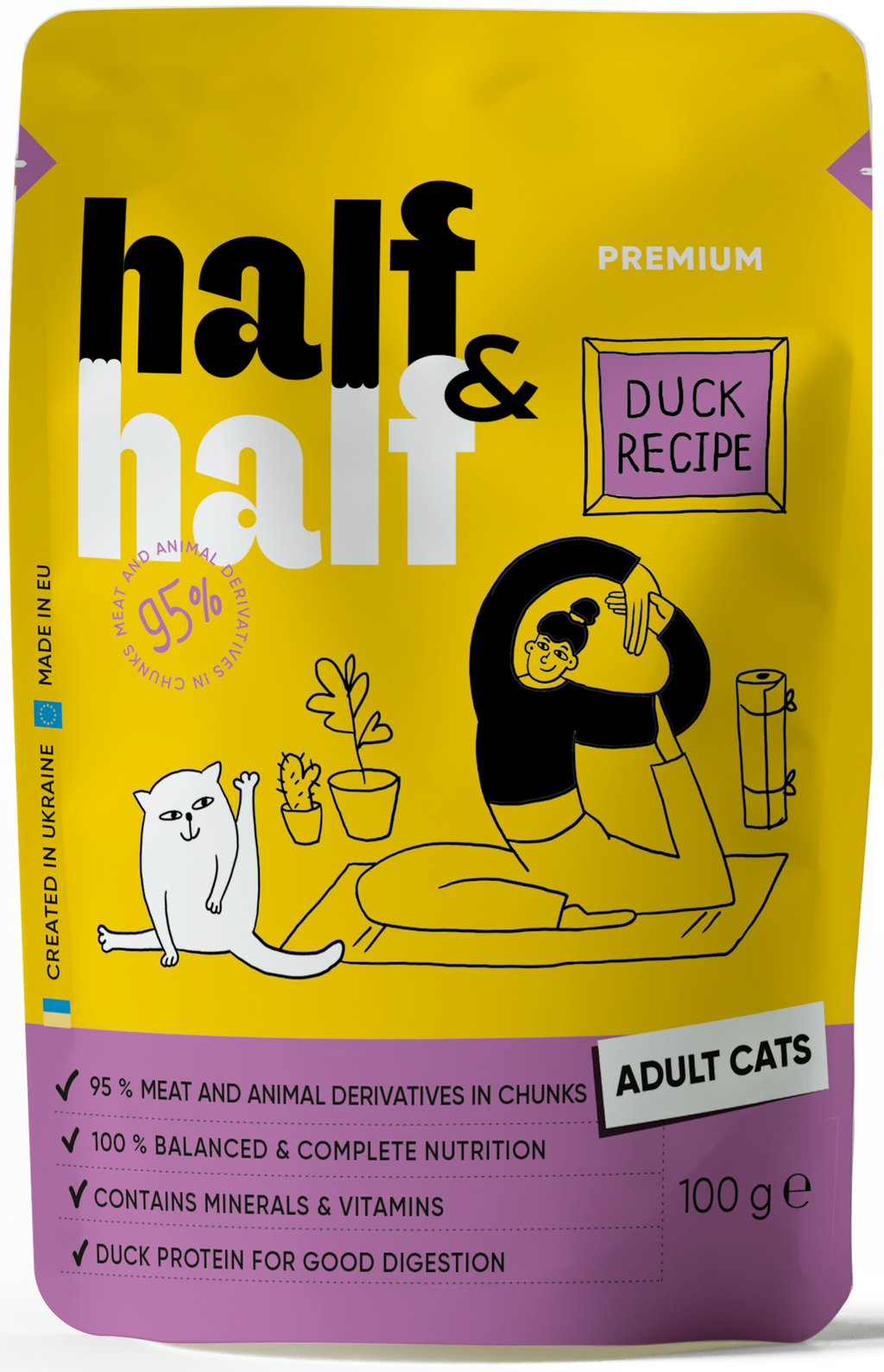 Half&Half Adult Cat Wet Food - Duck recipe in Sauce 100g x22