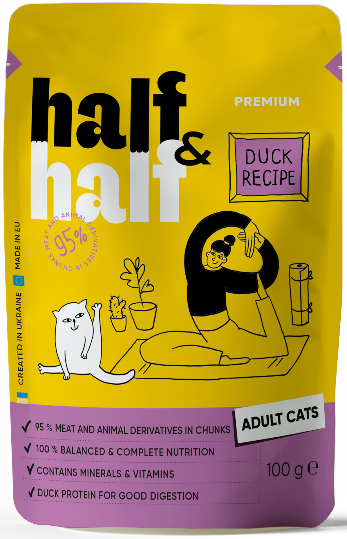 Half&Half Adult Cat Wet Food - Duck recipe in Sauce 100g x22