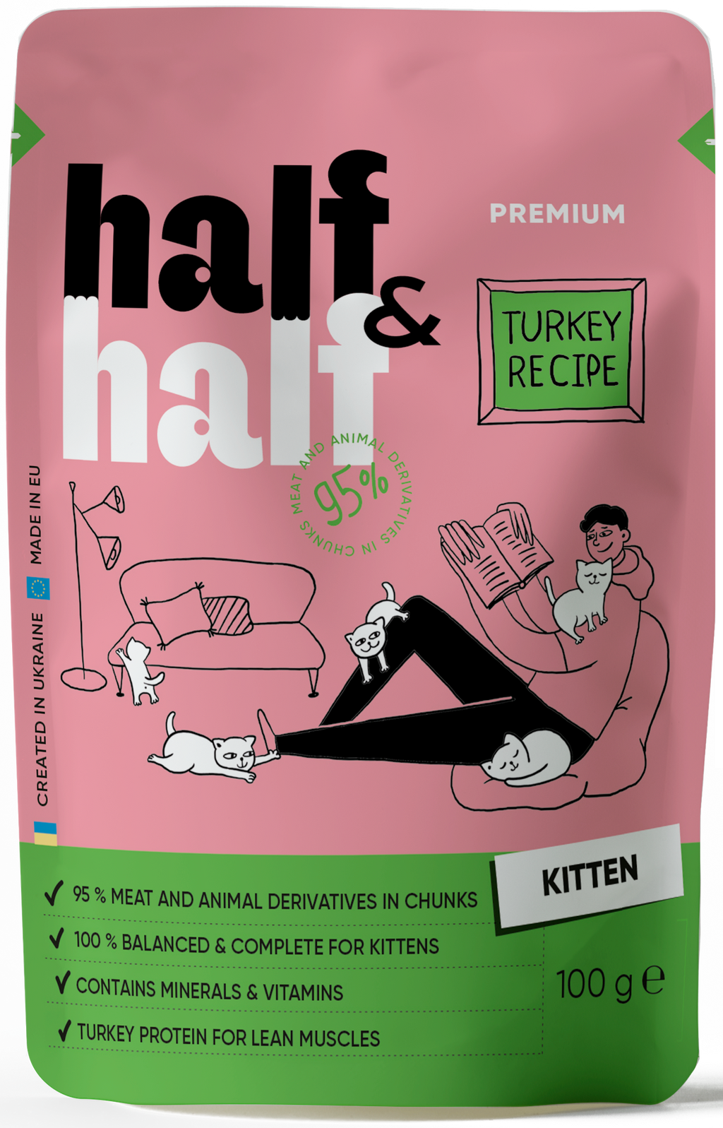 Half&Half Kitten Wet Food - Turkey recipe in Jelly 100g x22