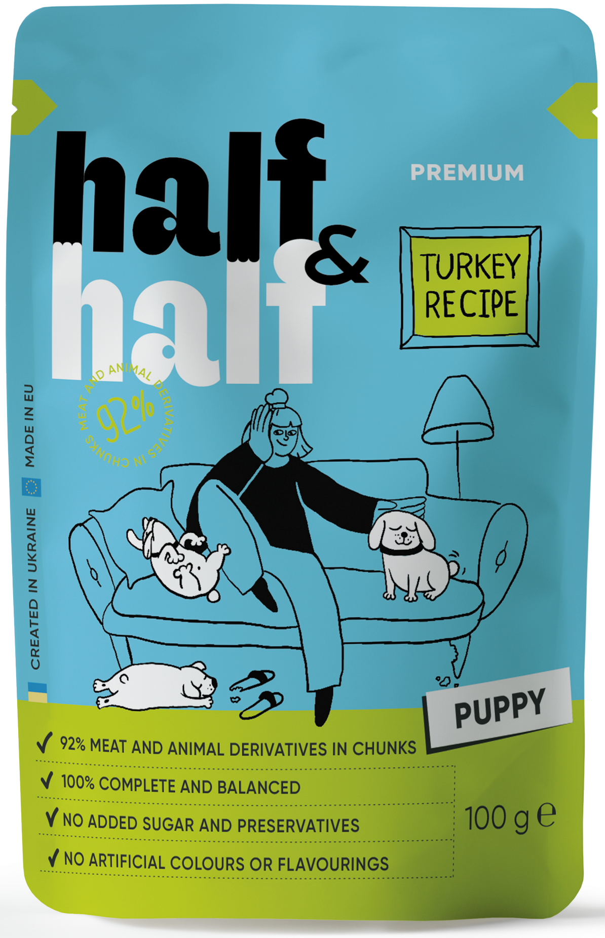Half&Half Puppy Wet Food with Turkey in Sauce 100g x12