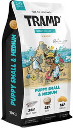 10kg bag of TRAMP Puppy Small & Medium food for wild dogs