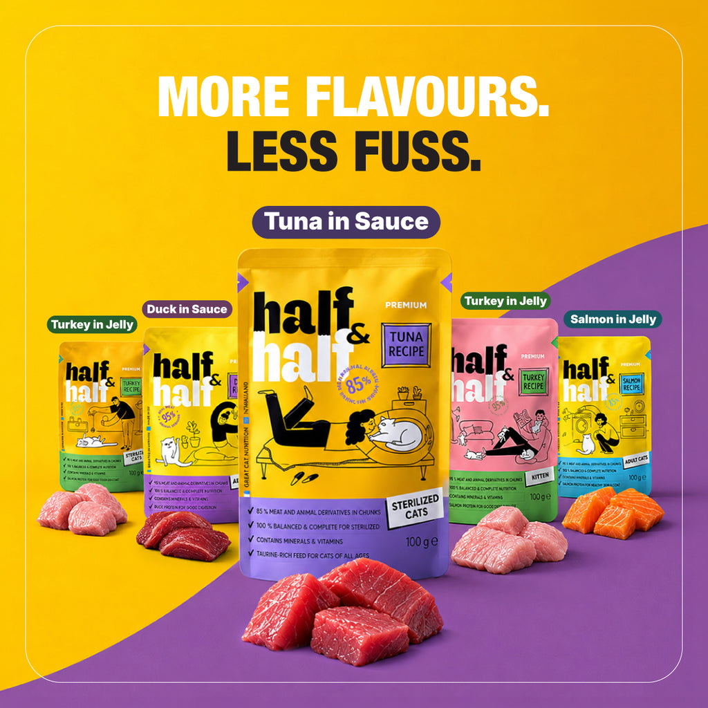 Half&Half Sterilized Cat Wet Food - Tuna recipe in Sauce 100g x22