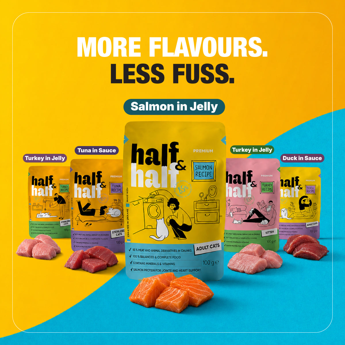 half & half Premium Salmon in Jelly wet cat food