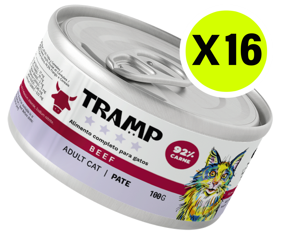 TRAMP Adult Cat Pate Beef 100g x16