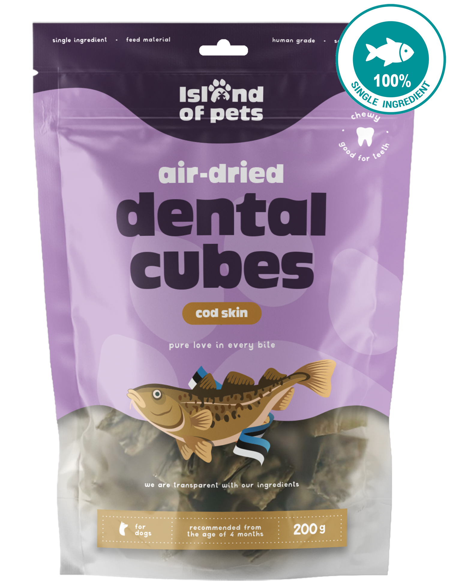 Island of Pets Air-dried Dental Cubes Cod skin 200g