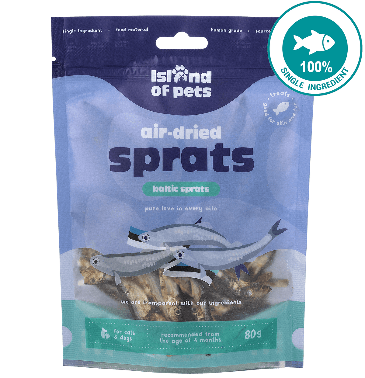 Island of Pets Air-dried Sprats Baltic Sprats 80g