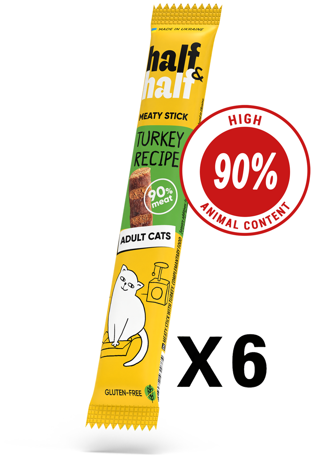 Half&Half Turkey Meat Sticks for Adult Cats x6