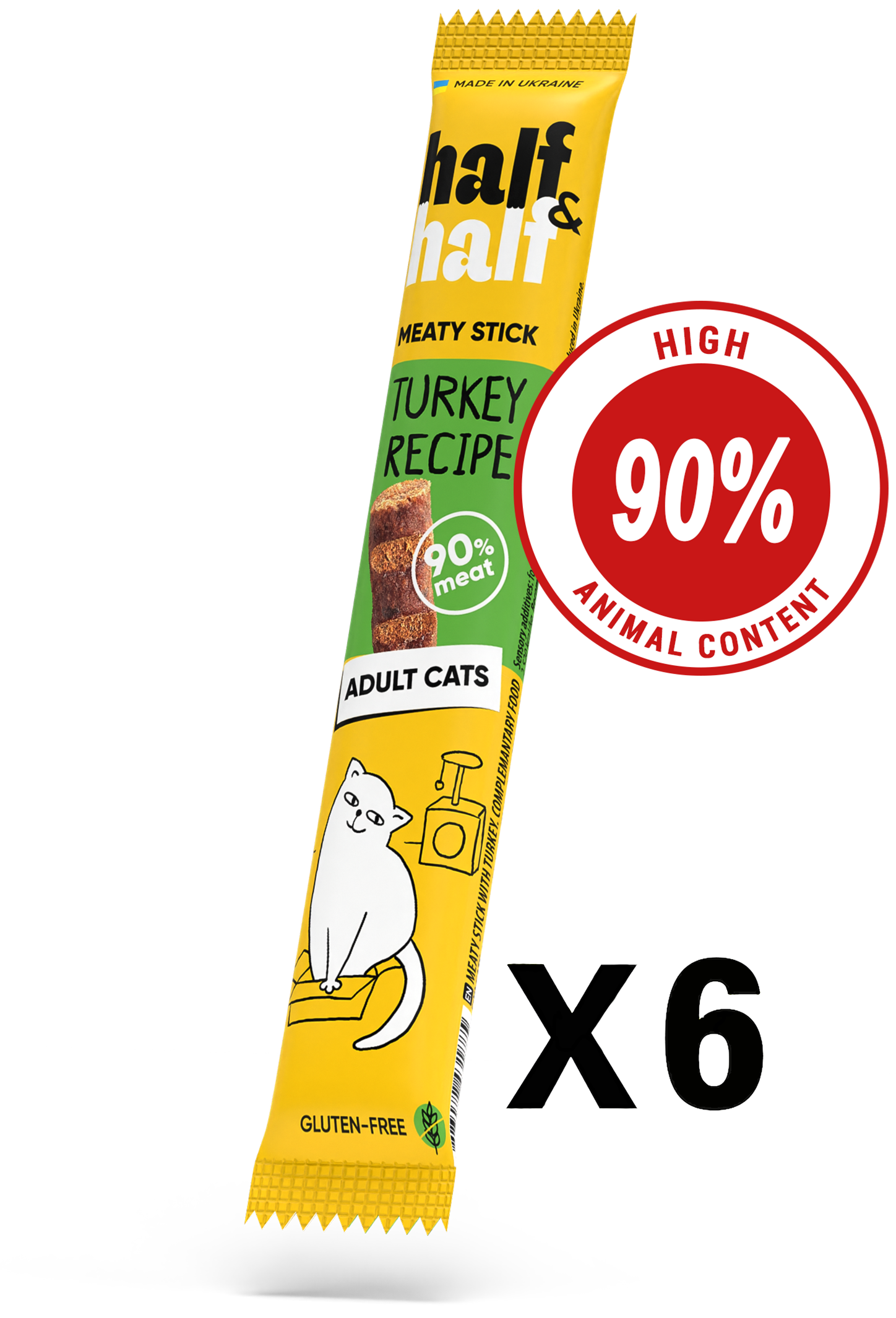Half&Half Turkey Meat Sticks for Adult Cats x6