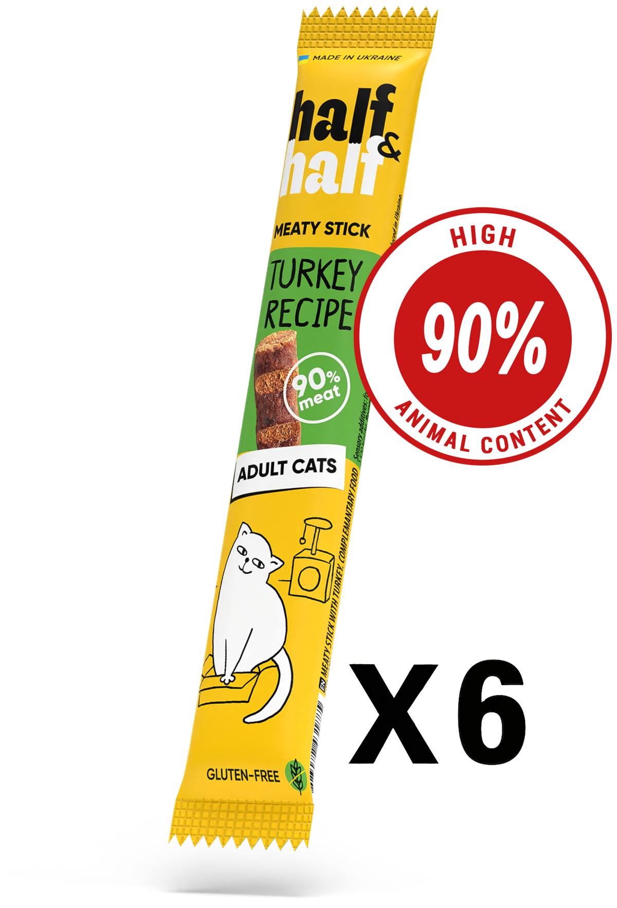Half&Half Turkey Meat Sticks for Adult Cats x6