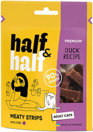 Half&Half Meat Treats for Adult Cats with Duck -100g - Soft, Natural Reward Snacks