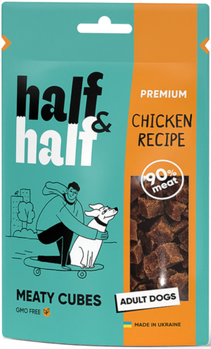 Half&Half Meat Treats for Adult Dogs with Chicken - 100g - Soft, Natural Reward Snacks