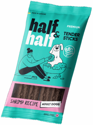Half&Half Meat Sticks for Adult Dogs with Shrimp - 100g - Soft, Low-Calorie Training Treats