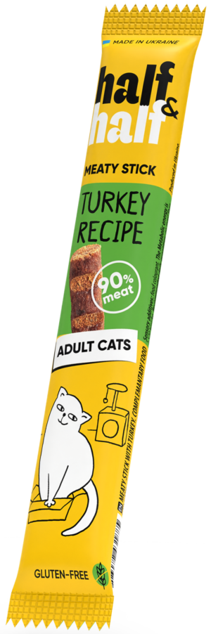 Half&Half Turkey Meat Sticks for Adult Cats – Grain-Free, Soft Reward Treats
