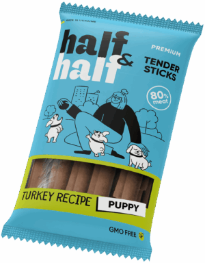 Half&Half Meat Sticks for Puppies with Turkey - 100g - Soft Training Treats for Growing Dogs
