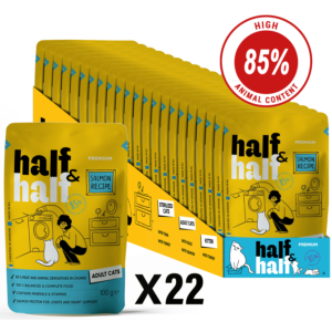 Half&Half Adult Cat Wet Food with Salmon in Jelly 100g x22