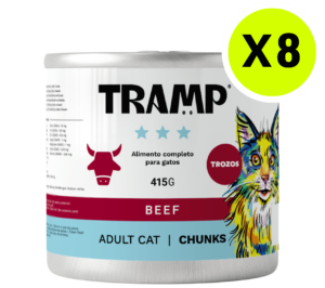 TRAMP Adult Cat Chunks Beef 415g x8