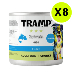 TRAMP Adult Dog Chunks Fish 415g x8