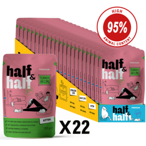 Half&Half Kitten Wet Food with Turkey in Jelly 100g x22