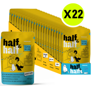 Half&Half Adult Cat Wet Food with Salmon in Jelly 100g x22