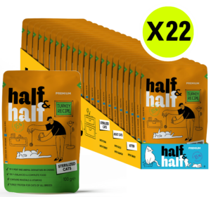 Half&Half Sterilized Cat Wet Food with Turkey in Jelly 100g x22