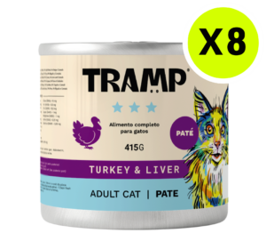 TRAMP Adult Cat Pate Turkey & Liver 415g x8