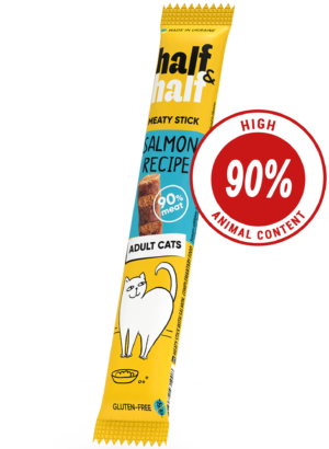 Half&Half Meat Stick with Salmon for Adult Cats – Soft, Digestible Coat-Support Treat