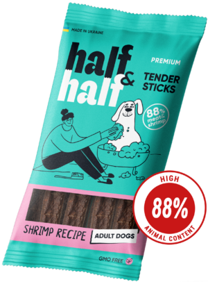 Half&Half Meat Sticks for Adult Dogs with Shrimp - 100g - Soft, Low-Calorie Training Treats