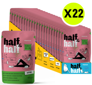 Half&Half Kitten Wet Food with Turkey in Jelly 100g x22