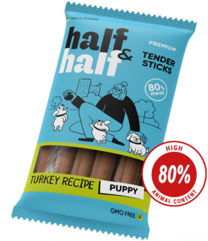 Half&Half Meat Sticks for Puppies with Turkey - 100g - Soft Training Treats for Growing Dogs